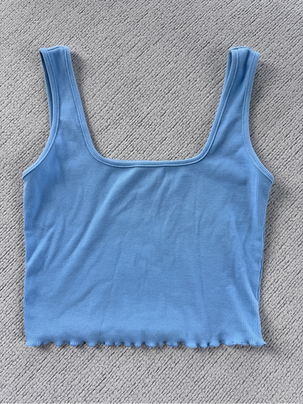 SHEIN Light Blue Ribbed Square-Neck Crop Tank